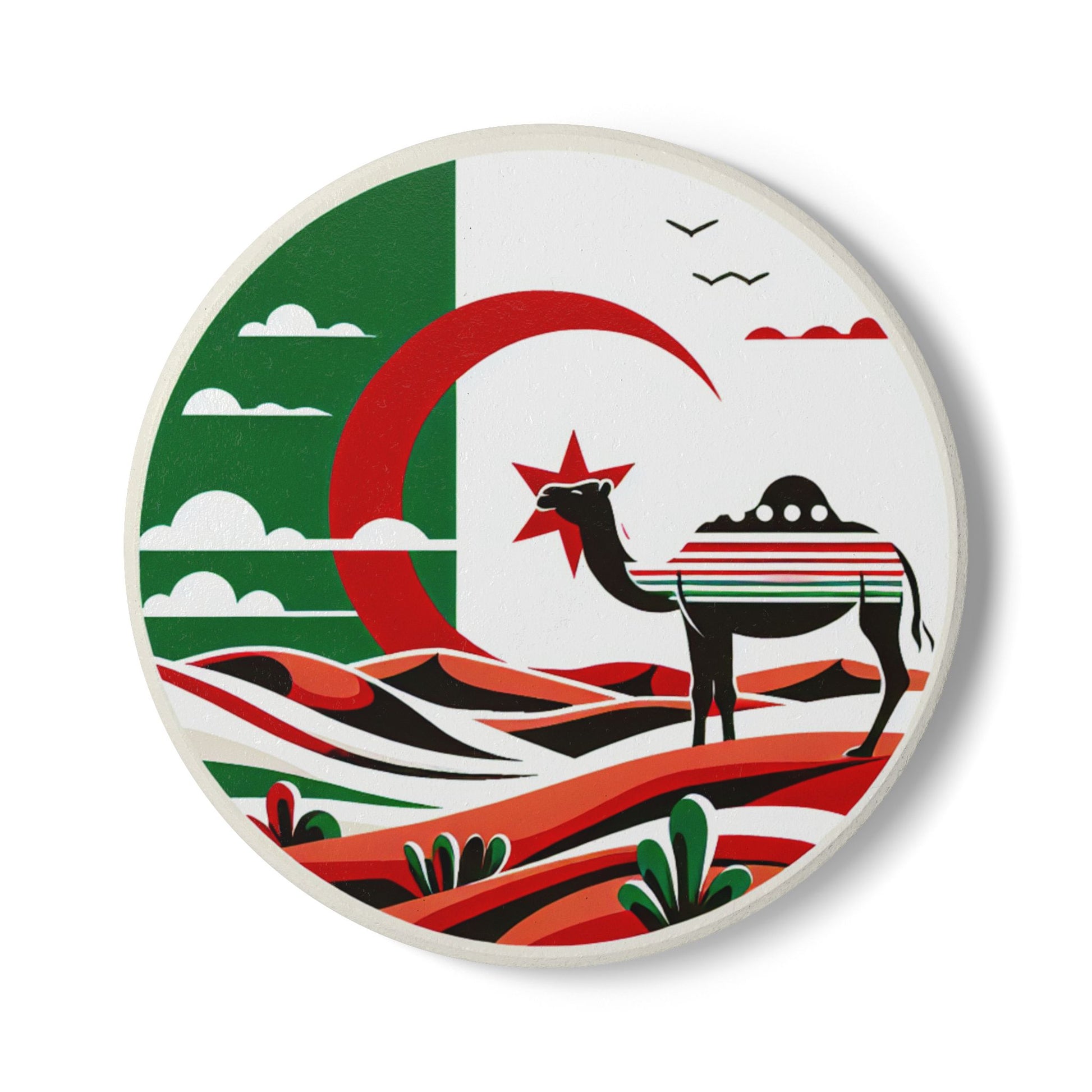 Algerian Desert Dreams Ceramic Coaster, Home Decor, Drinkware, Gift Idea, Unique Souvenir, Party Accessories