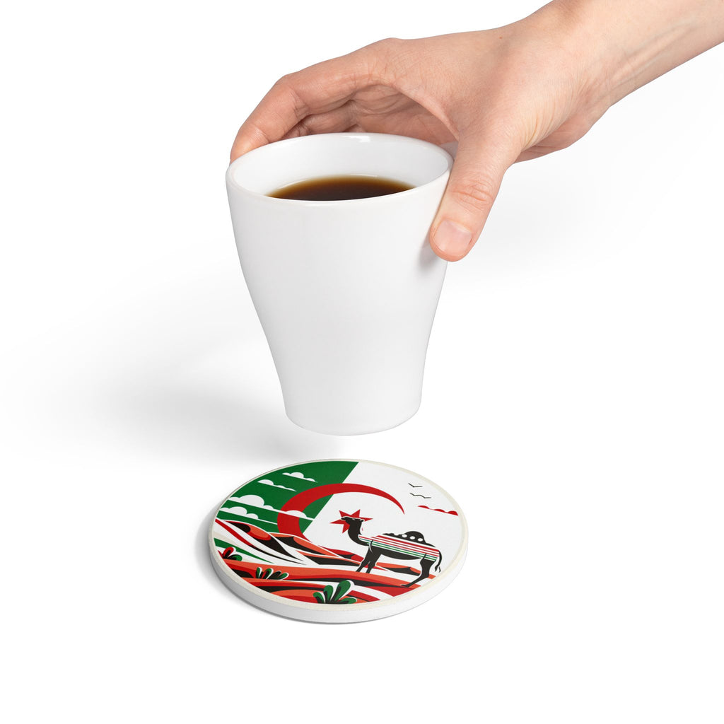 Algerian Desert Dreams Ceramic Coaster, Home Decor, Drinkware, Gift Idea, Unique Souvenir, Party Accessories