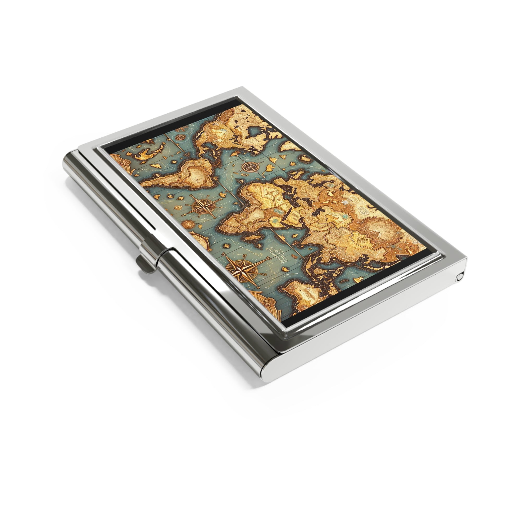 Vintage Travel Map Business Card Holder, Professional Card Case