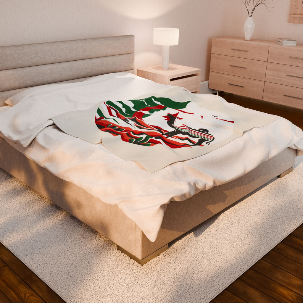 Cozy Velveteen Algeria inspired Plush Blanket, Bohemian Home Accent, Perfect for Gifts, Soft Warm Throw Blanket