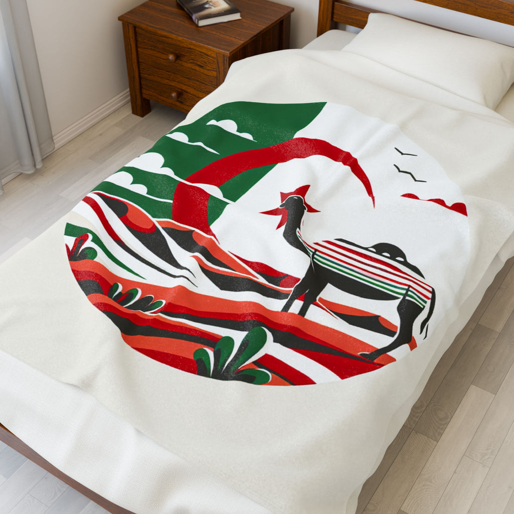 Cozy Velveteen Algeria inspired Plush Blanket, Bohemian Home Accent, Perfect for Gifts, Soft Warm Throw Blanket