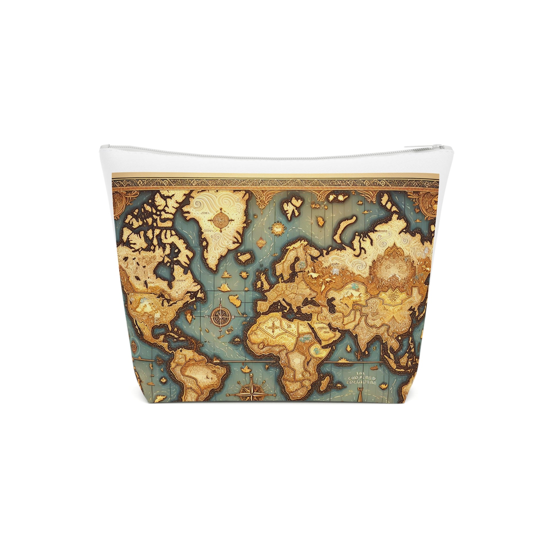 Vintage World Map Cosmetic Bag, Travel Makeup Pouch, Gift for Travelers, Eco-Friendly Cotton Case