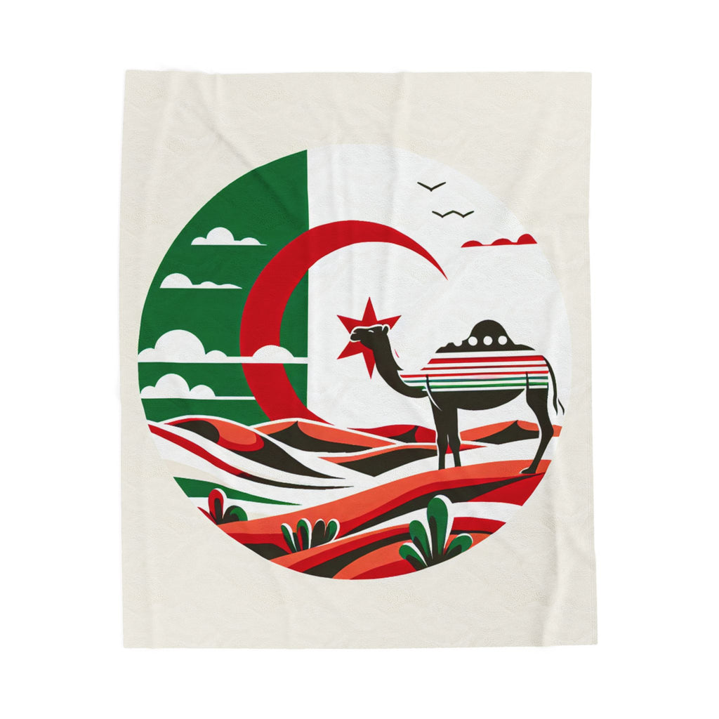 Cozy Velveteen Algeria inspired Plush Blanket, Bohemian Home Accent, Perfect for Gifts, Soft Warm Throw Blanket