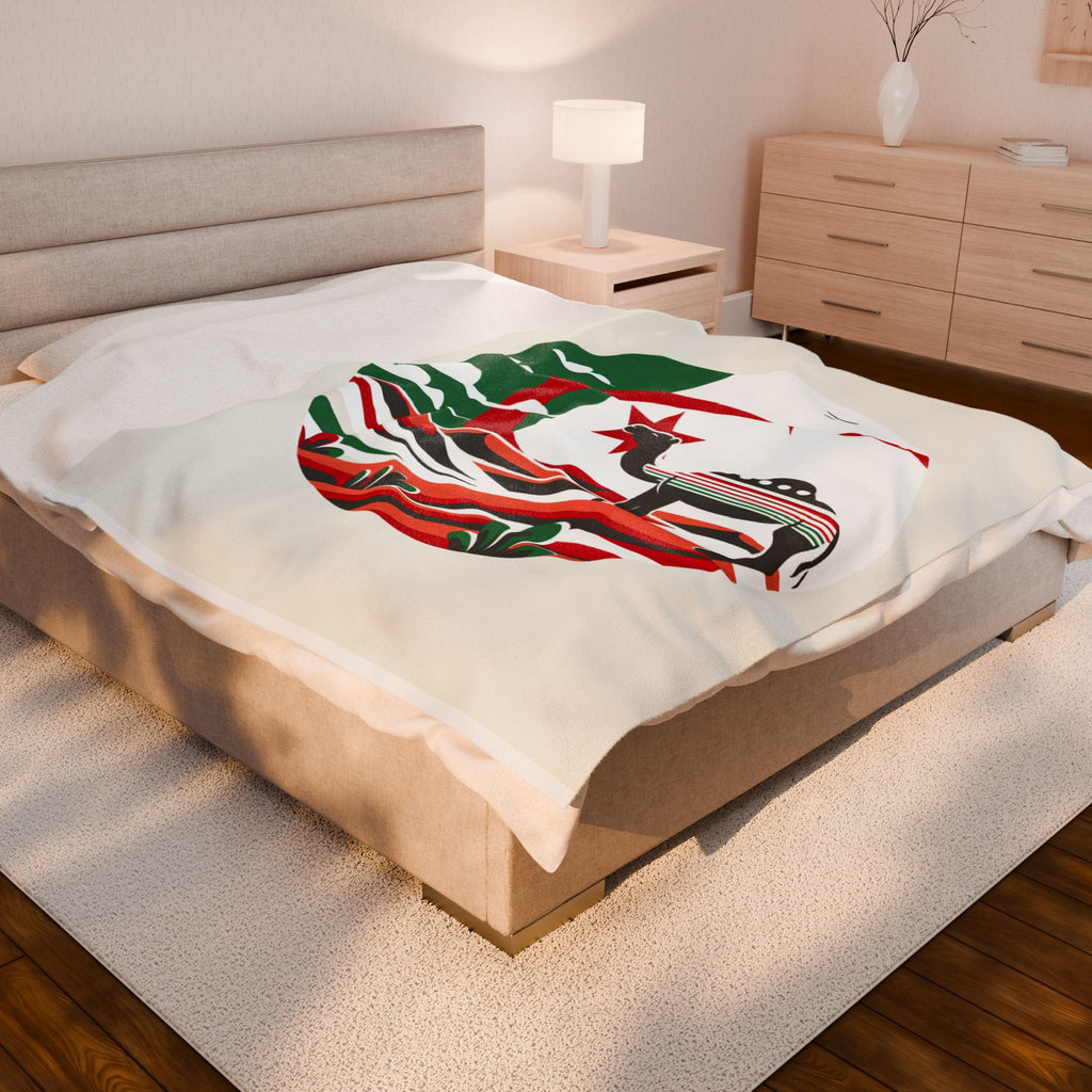Cozy Velveteen Algeria inspired Plush Blanket, Bohemian Home Accent, Perfect for Gifts, Soft Warm Throw Blanket