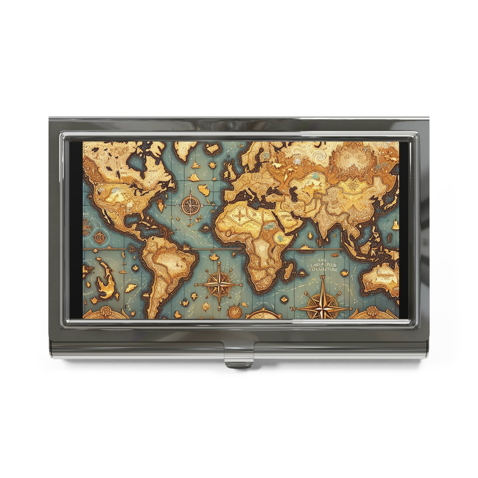 Vintage Travel Map Business Card Holder, Professional Card Case
