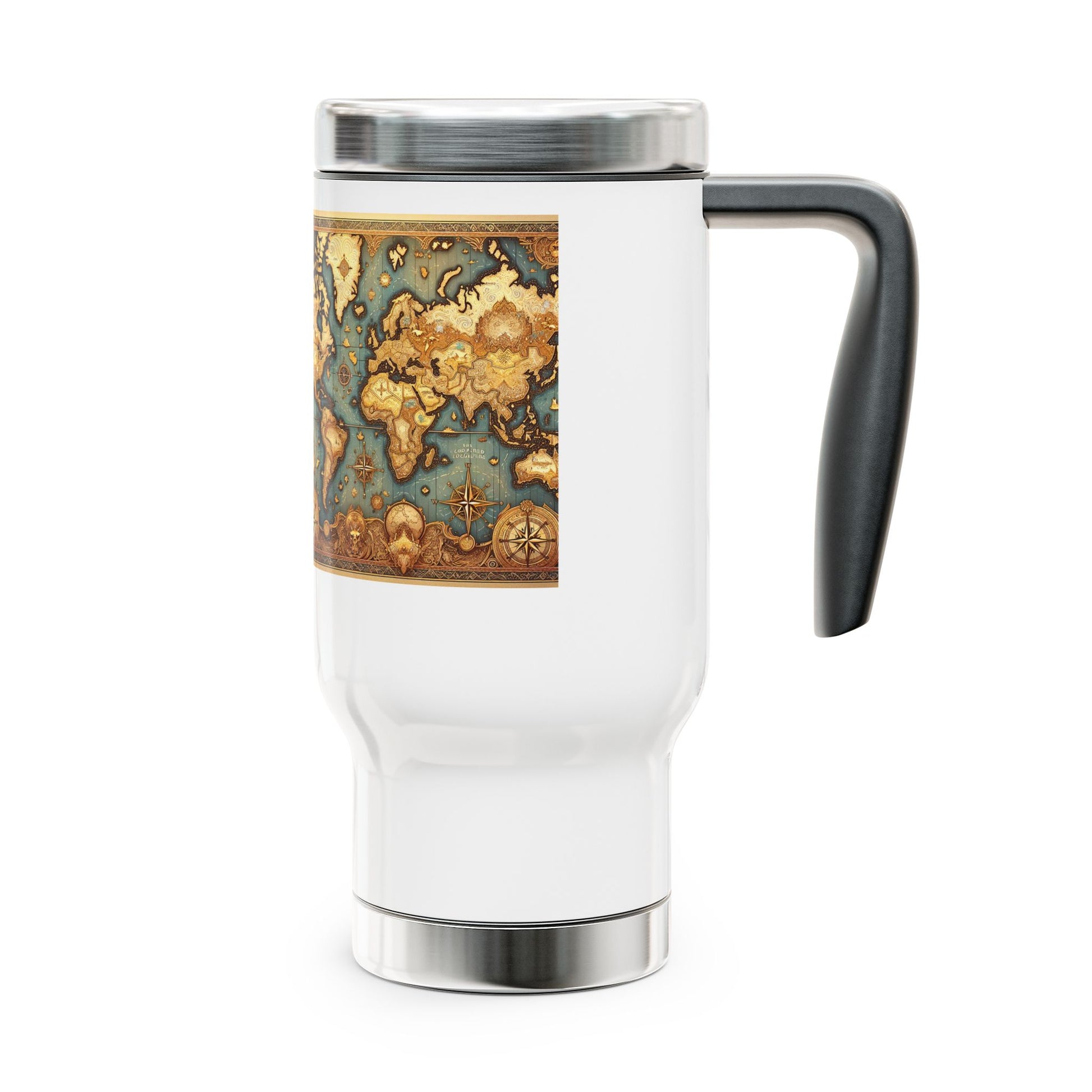 Vintage World Map Travel Mug, Stainless Steel Travel Mug, 14oz Coffee Cup, Adventurer's Gift, Explorer Mug, Travel Lover's Tumbler