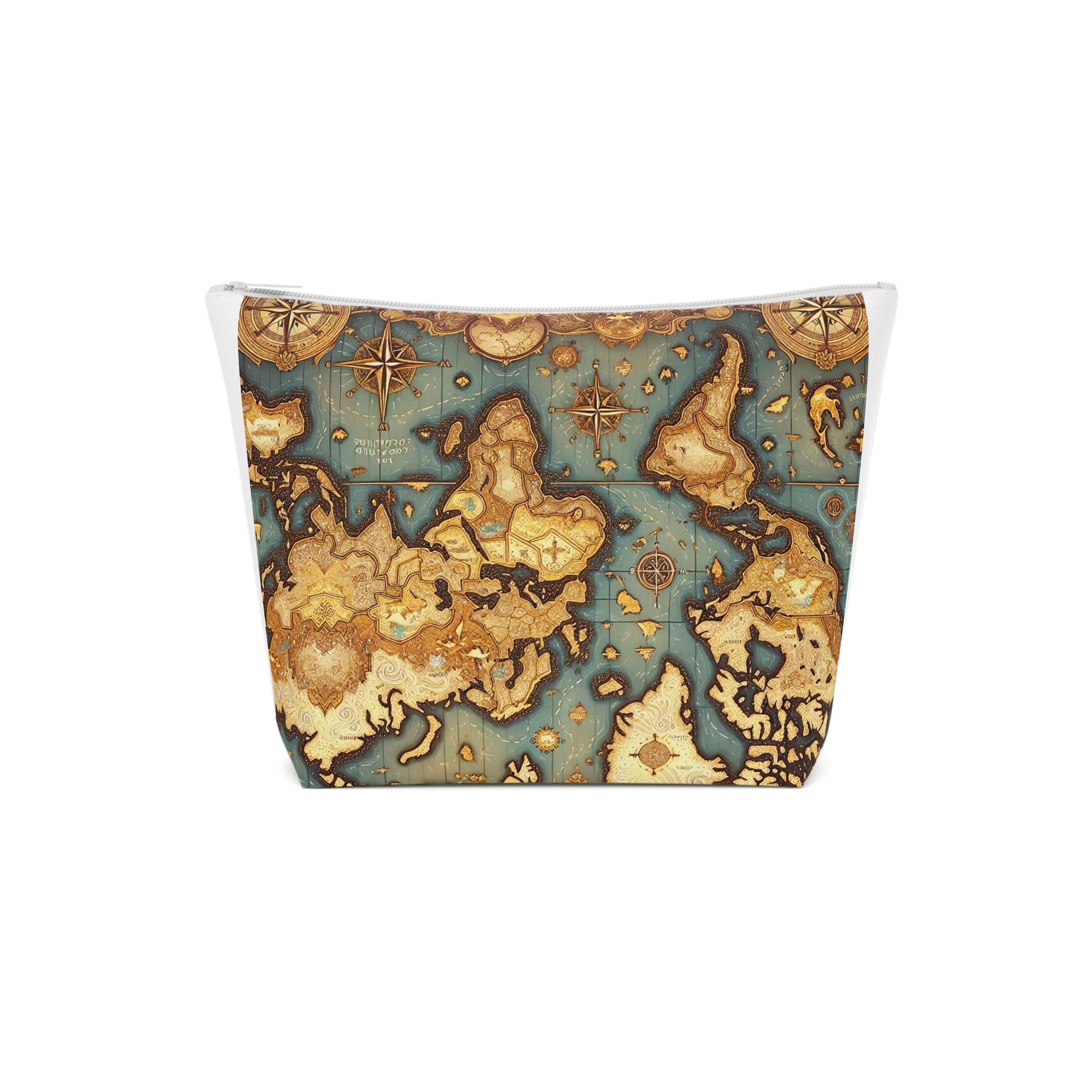 Vintage World Map Cosmetic Bag, Travel Makeup Pouch, Gift for Travelers, Eco-Friendly Cotton Case