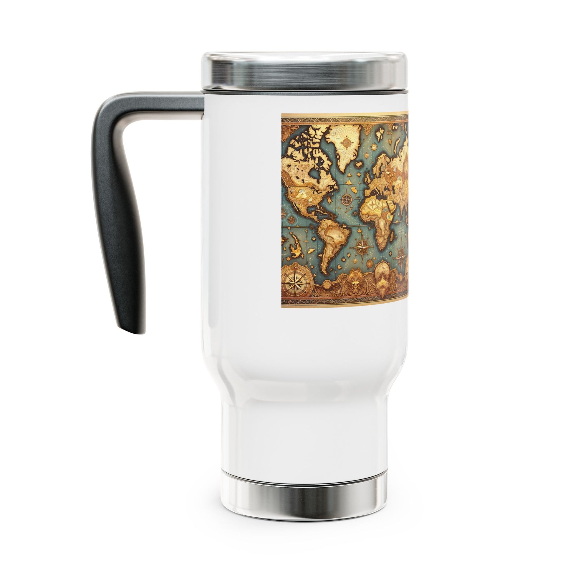Vintage World Map Travel Mug, Stainless Steel Travel Mug, 14oz Coffee Cup, Adventurer's Gift, Explorer Mug, Travel Lover's Tumbler
