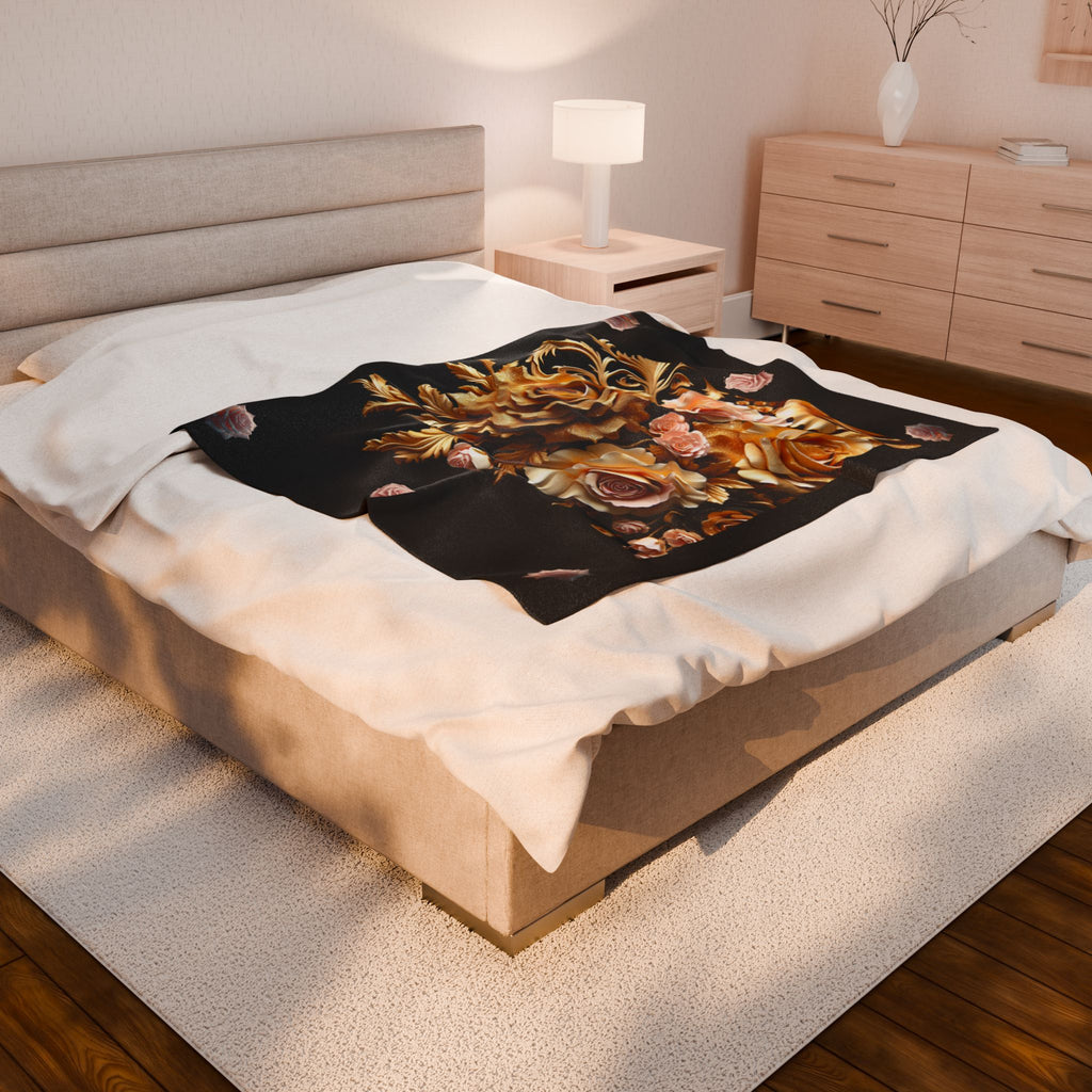 Velveteen Plush Blanket - Cozy Floral Throw, Warm Home Decor, Gift for Her, Soft Bedding, Wedding Gift, Cozy Night In